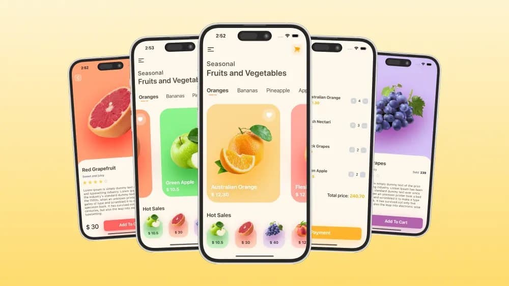 Fruit Shop — A colourful fruit store app, built in React Native