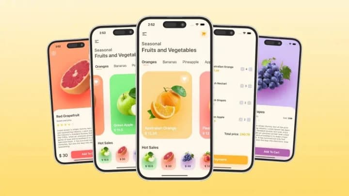 Fruit Shop — A colourful fruit store app, built in React Native